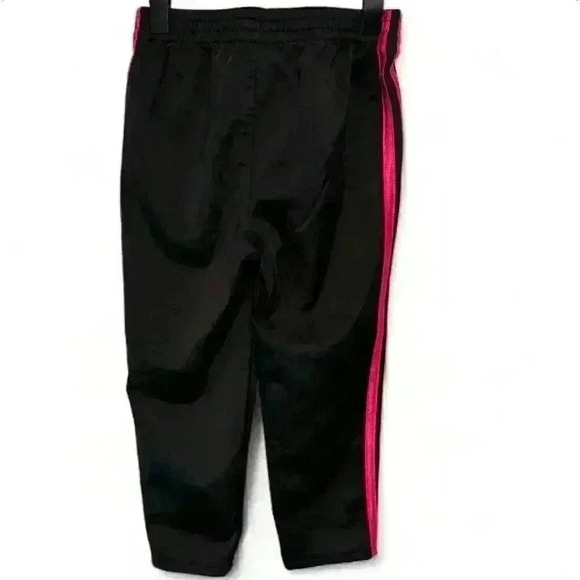 Adidas Girls Track Pants Black Elastic Waistband Stripes Logo-Size 4 - Picture 2 of 6